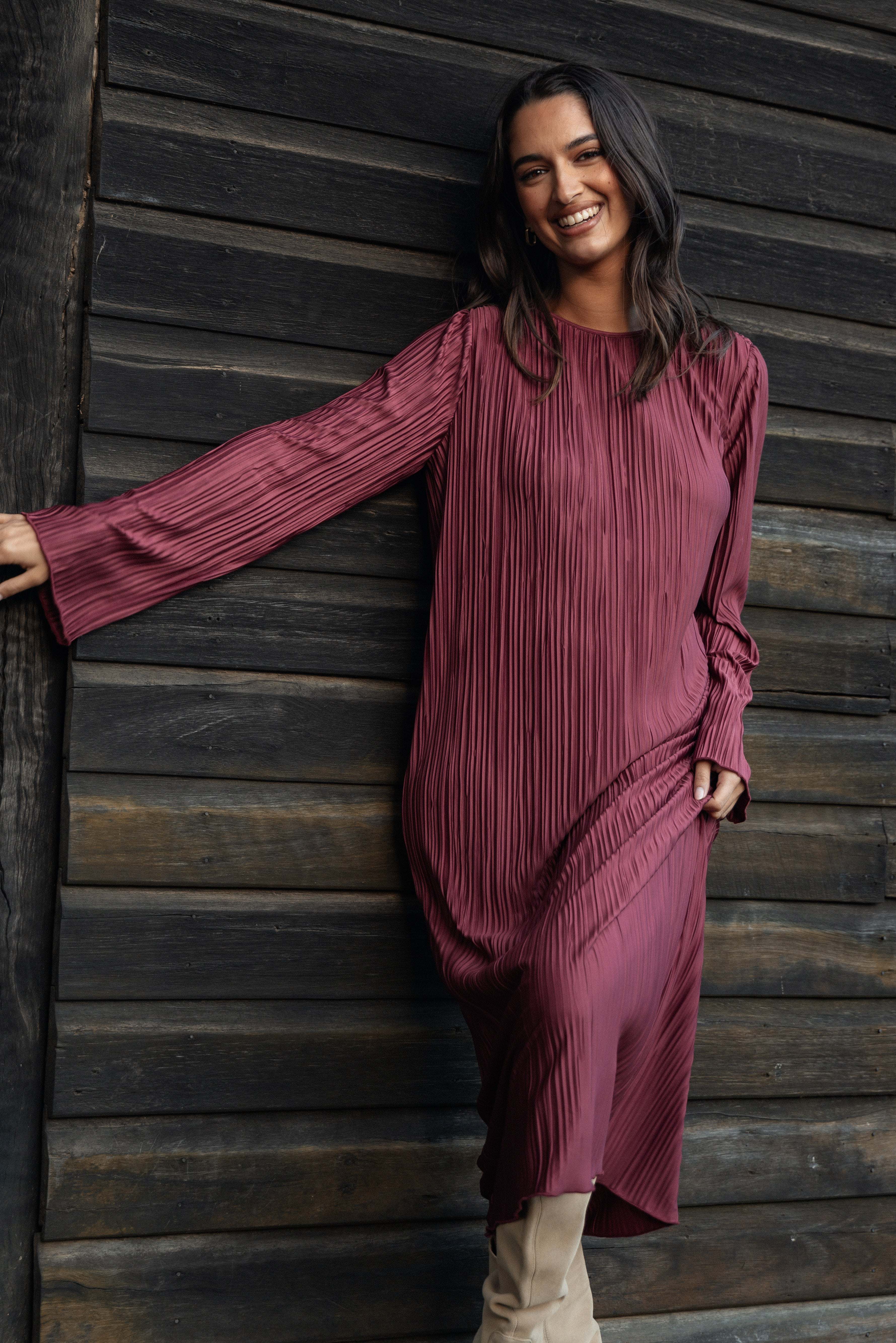Tannikah Plisse Midi Dress - Ruby Wine - XL - Image 38