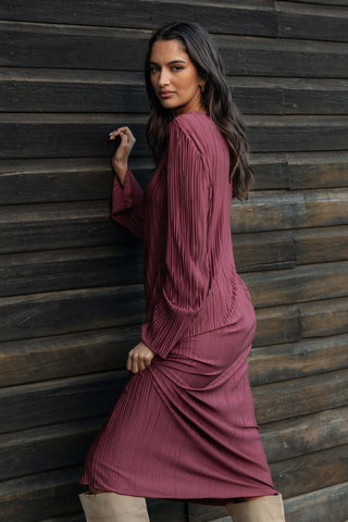 Tannikah Plisse Midi Dress - Ruby Wine - XL - Image 37