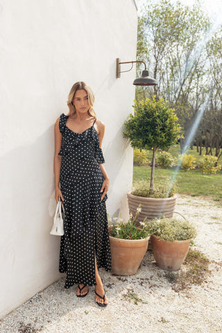Adelina Maxi Dress - Black Polka Dot - XL - Image 37