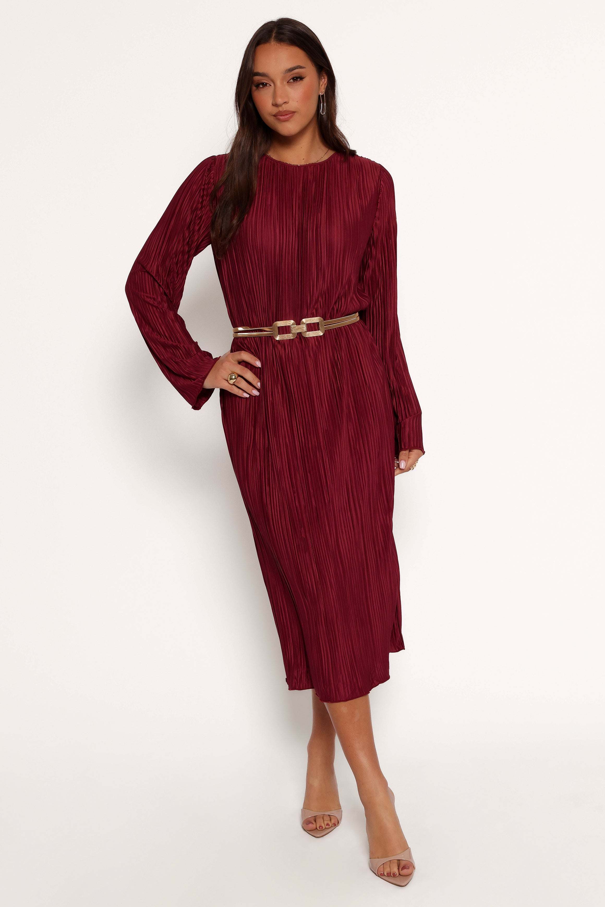 Tannikah Plisse Midi Dress - Ruby Wine - XL - Image 44