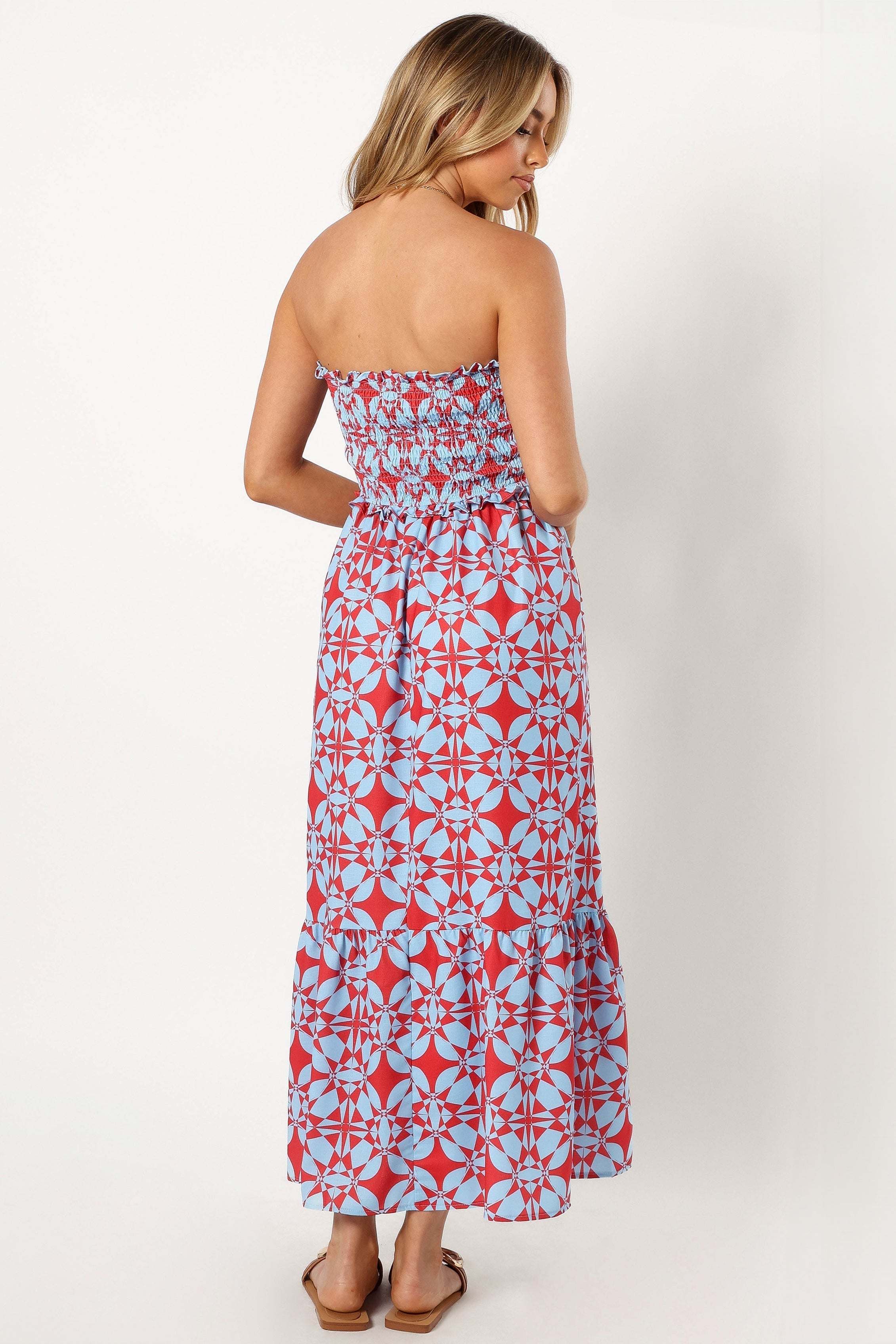 Dayton Strapless Midi Dress - Red Blue - XL - Image 47