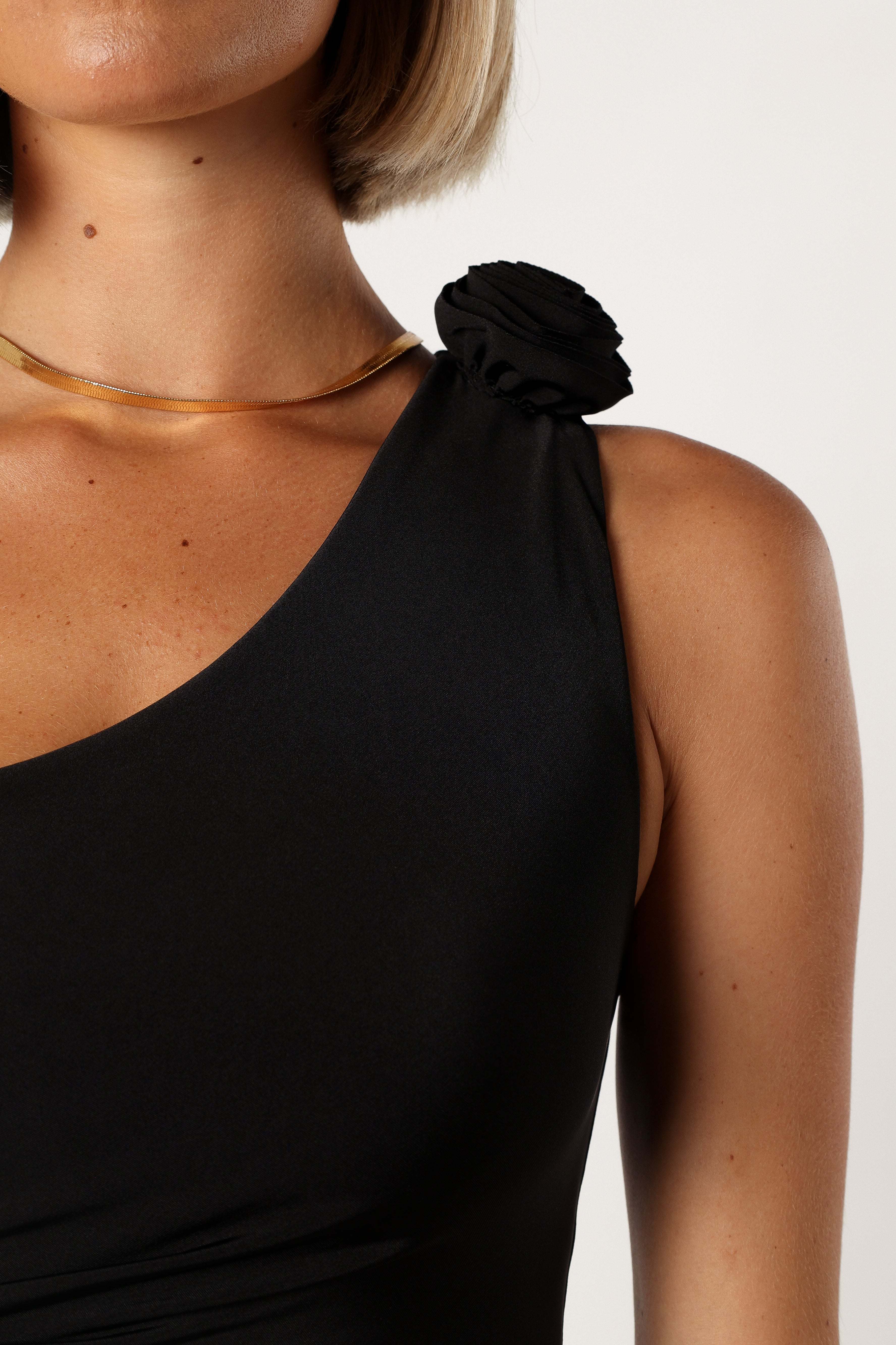 Javier One Shoulder Midi Dress - Black - L - Image 23