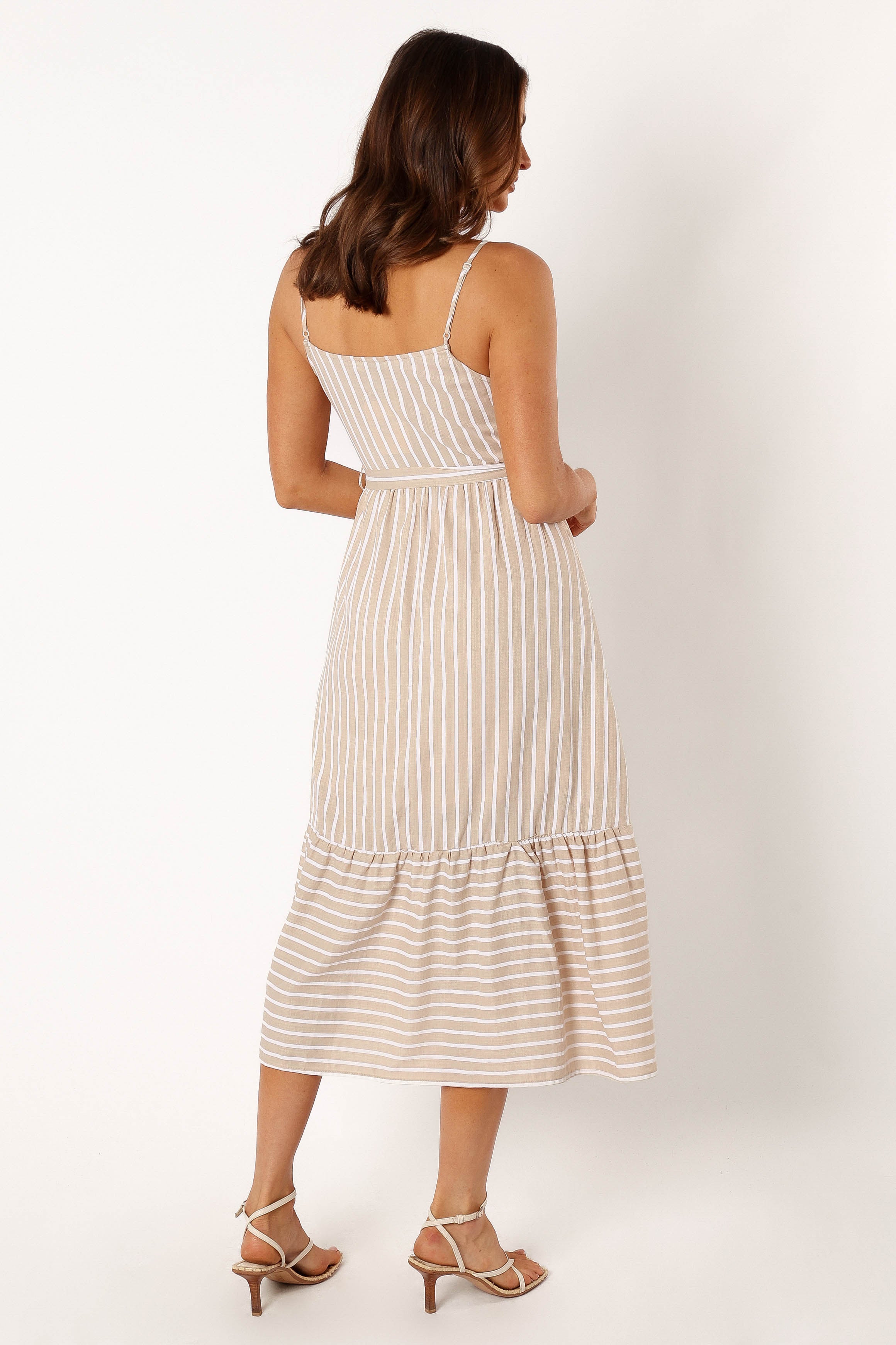 Odette Midi Dress - Beige Stripe - 14 - Image 52