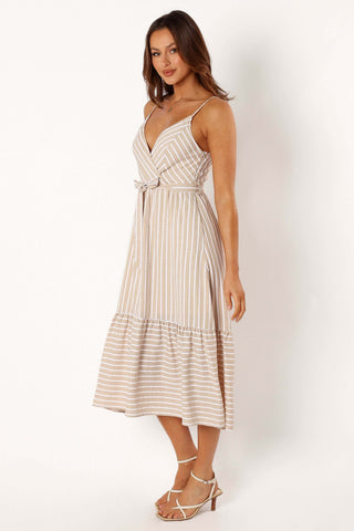Odette Midi Dress - Beige Stripe - 14 - Image 53